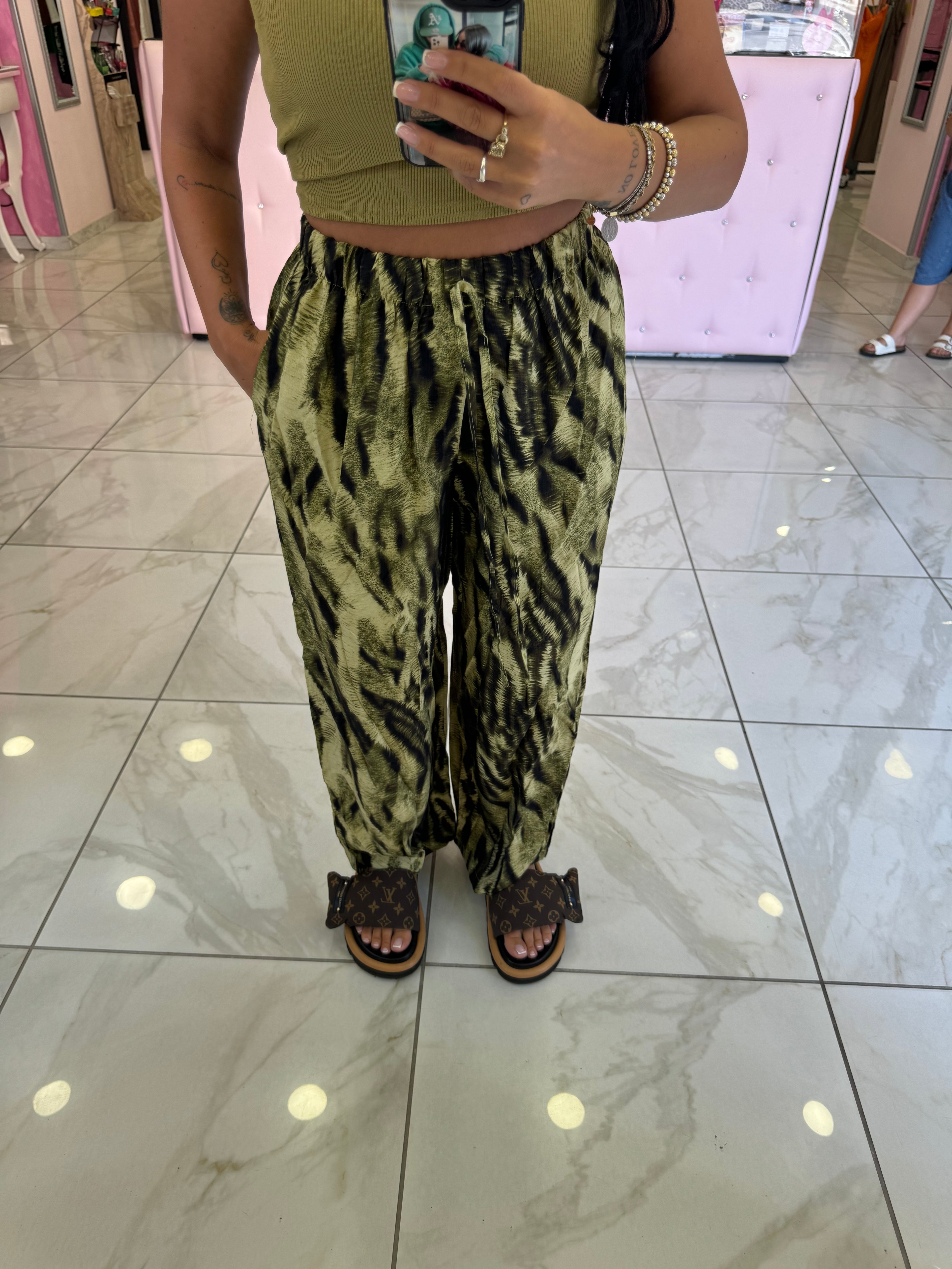 PANTA IN LINO ZEBRATO